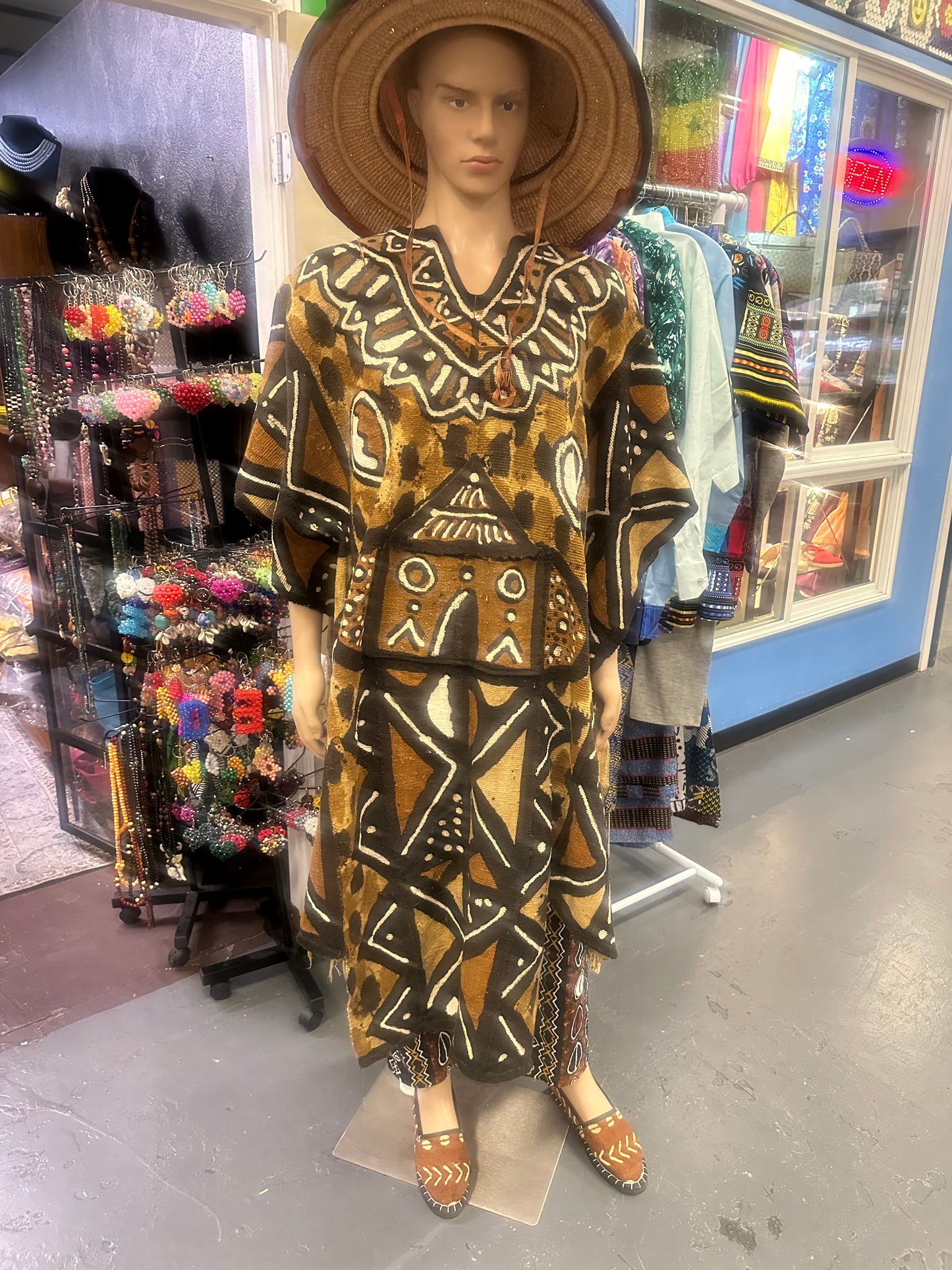 Authentic Bogolan Mud Cloth Boubou - Handmade in Mali